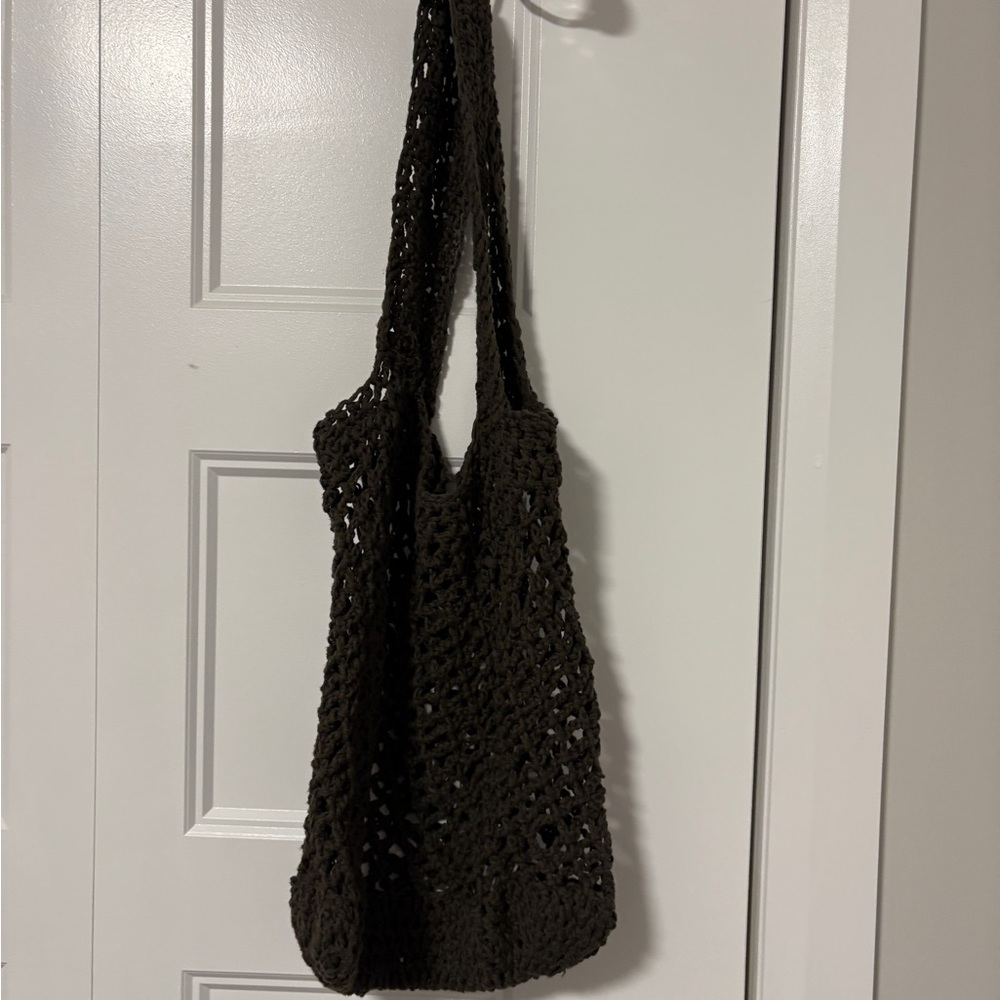 Hand Crocheted Dark Green Crochet Tote Bucket Bag